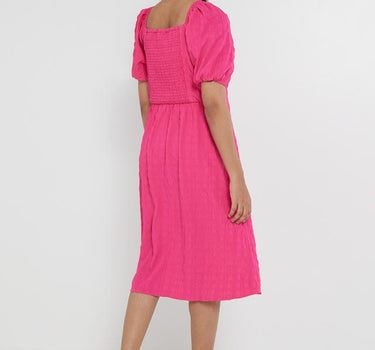 Textured Sweetheart Neck Polyester Women's Calf Length Dress