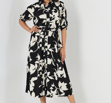 Printed Viscose Regular Fit Women's Midi Dress