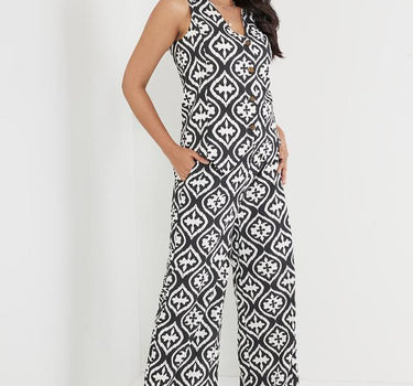 Geometric Print Regular Fit Cotton Women's Casual Wear Pants