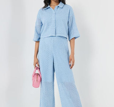 Textured Cotton Regular Fit Women's Pants