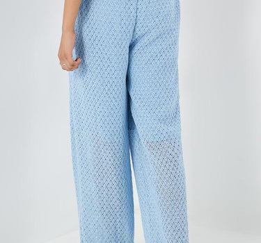 Textured Cotton Regular Fit Women's Pants