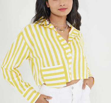 Stripes Collared Cotton Women's Casual Wear Shirt