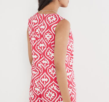 Geometric Print Rayon V-Neck Women's Top