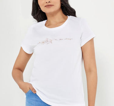 Printed Cotton Round Neck Women's T-Shirt