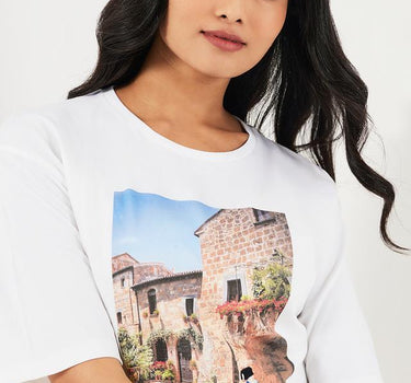 Printed Cotton Round Neck Women's T-Shirt