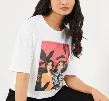 Printed Cotton Round Neck Women's T-Shirt