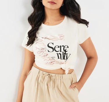 Printed Cotton Round Neck Women's T-Shirt