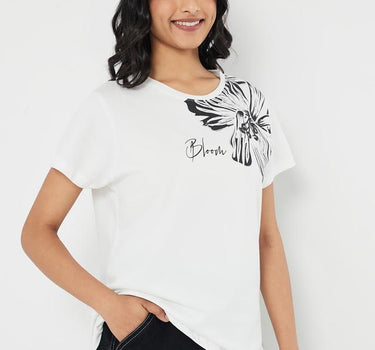 Printed Cotton Round Neck Women's T-Shirt