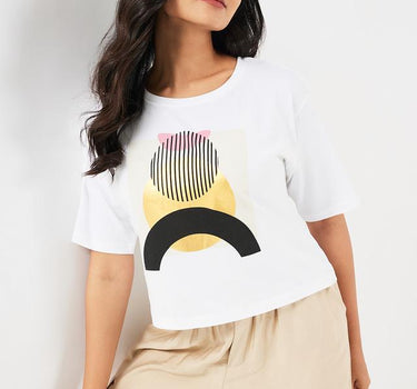 Printed Cotton Round Neck Women's T-Shirt