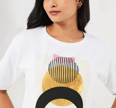 Printed Cotton Round Neck Women's T-Shirt