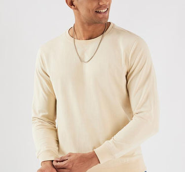 Solid Polyester Cotton Slim Fit Men's Sweatshirt