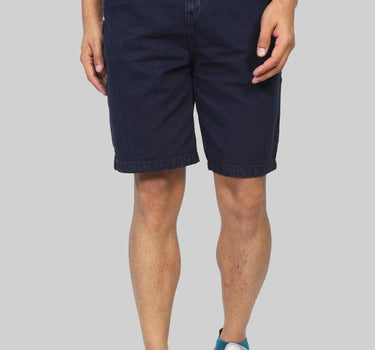 Solid Cotton Button Men's Shorts