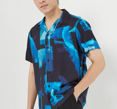 Abstract Viscose Relaxed Fit Men's Casual Shirt