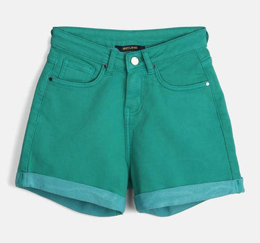 Solid Poly Cotton Regular Fit Girls Shorts