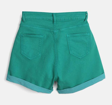 Solid Poly Cotton Regular Fit Girls Shorts